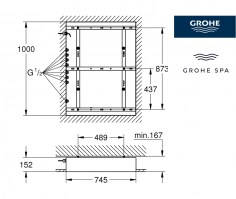 MEDIDAS ELEMENTO EMPOTRADO DUCHA DE TECHO RAINSHOWER AQUA 40" GROHE SPA